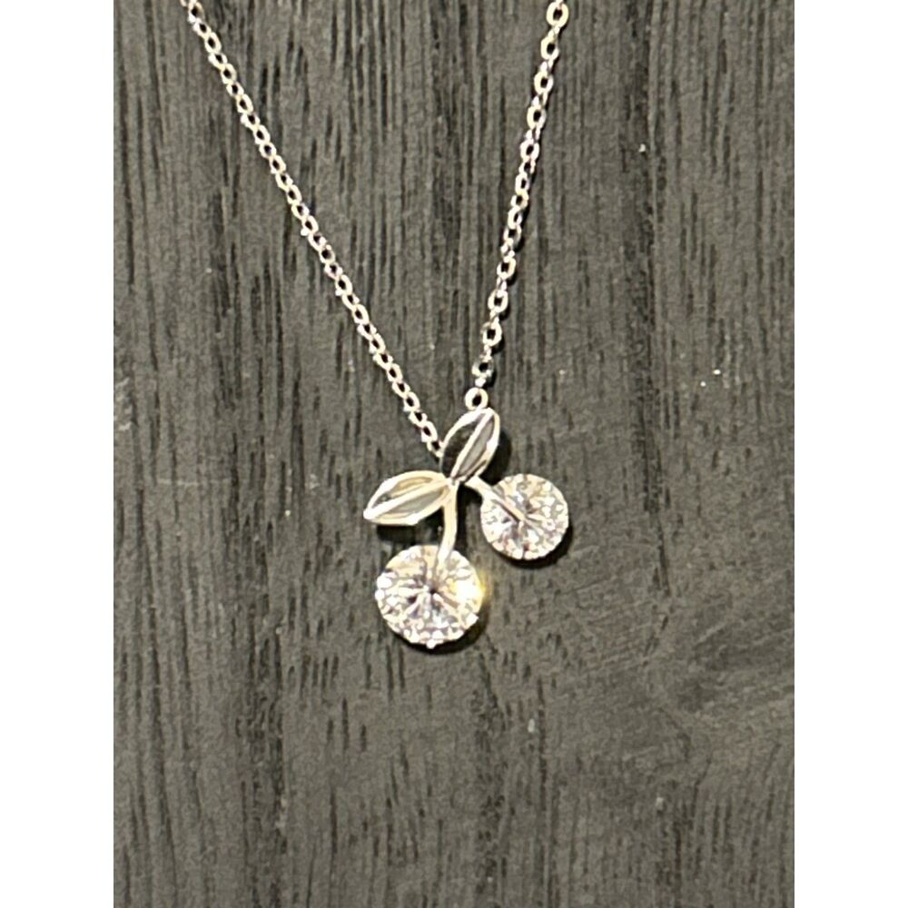 Sterling Silver 925 Necklace with CZ Cherries Pendant